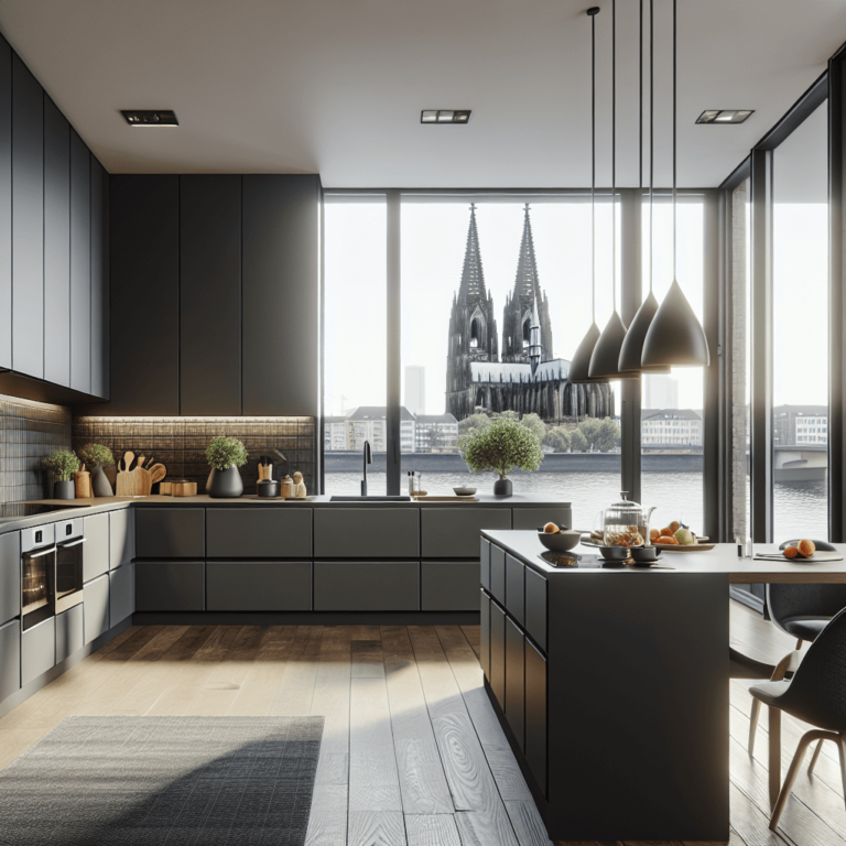 anthrazitfarbene Einbauküche-Köln