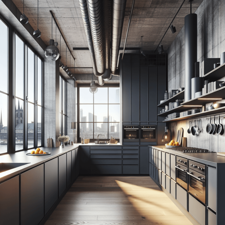 anthrazitfarbene Industrial Style Küche-Köln