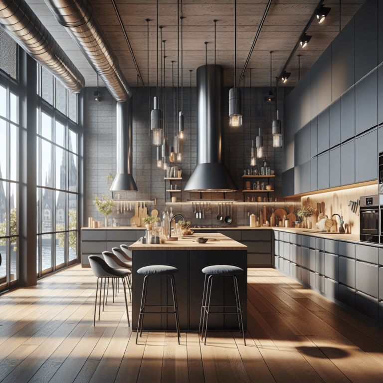 anthrazitfarbene Industrielle Küche-Köln