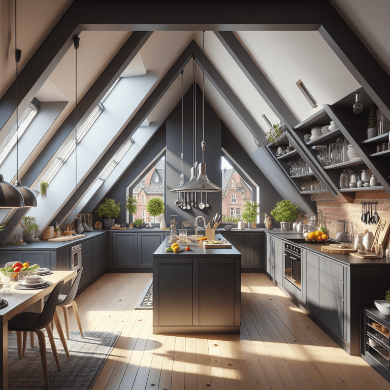 anthrazitfarbene Küche für Dachschräge-Köln