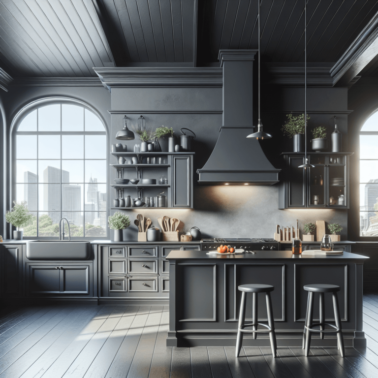 anthrazitfarbene Küche im Bauernhausstil-Köln