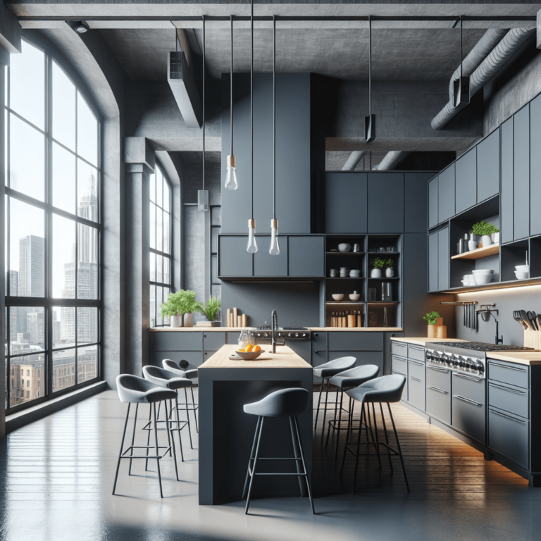 anthrazitfarbene Küche im Loftstil-Köln