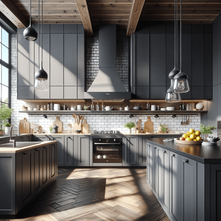 anthrazitfarbene Küche im skandinavischen Stil-Köln