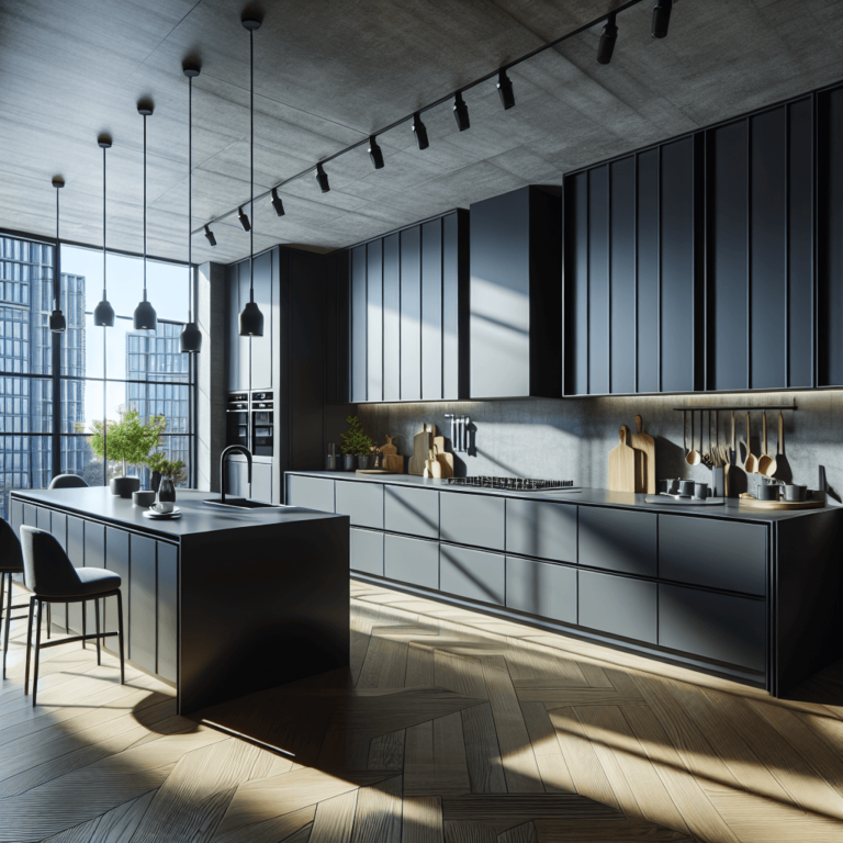 anthrazitfarbene Küche in L-Form-Köln