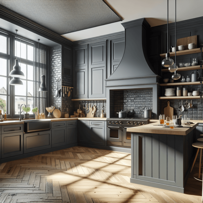anthrazitfarbene Landhausküche-Köln