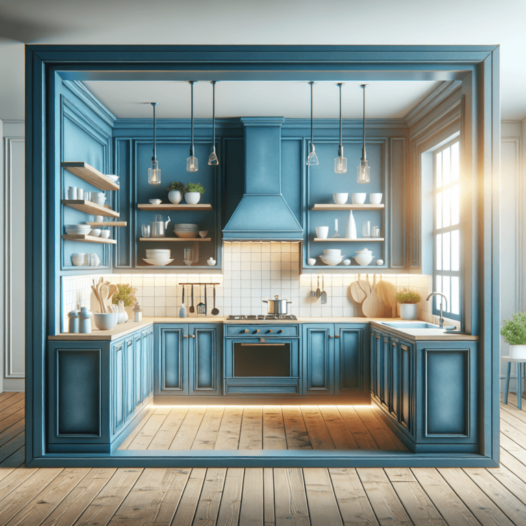 blaue Freistehende Küche-Köln