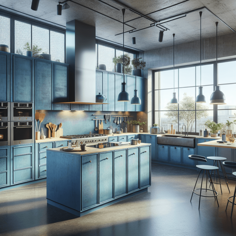 blaue Industrial Style Küche-Köln