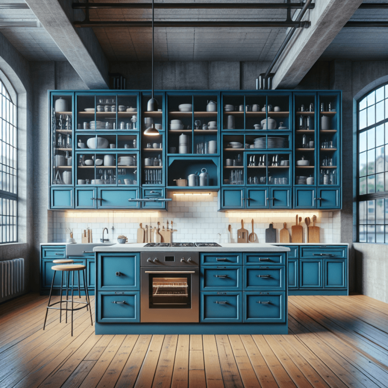 blaue Industrielle Küche-Köln