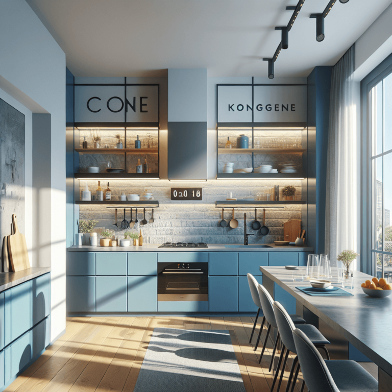 blaue Küche für Dachschräge-Köln