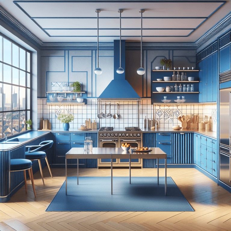 blaue Küche im Art-Deco-Stil-Köln