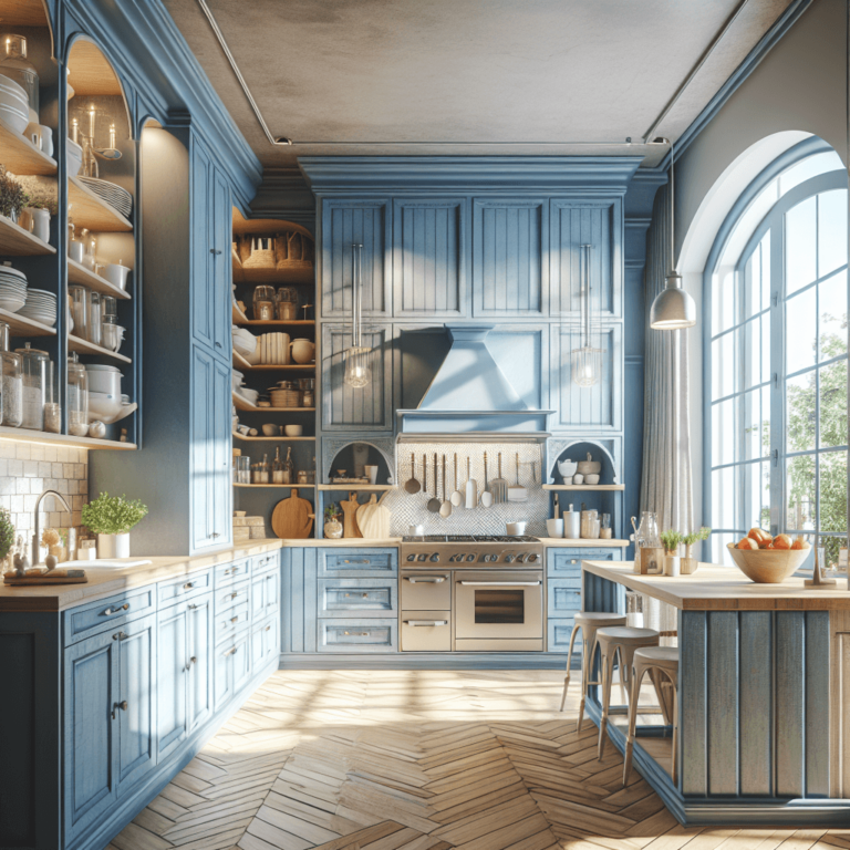 blaue Küche im Shabby Chic Stil-Köln