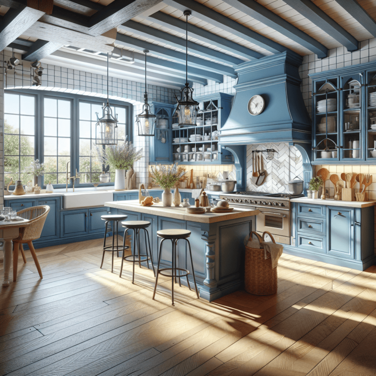 blaue Landhausküche-Köln