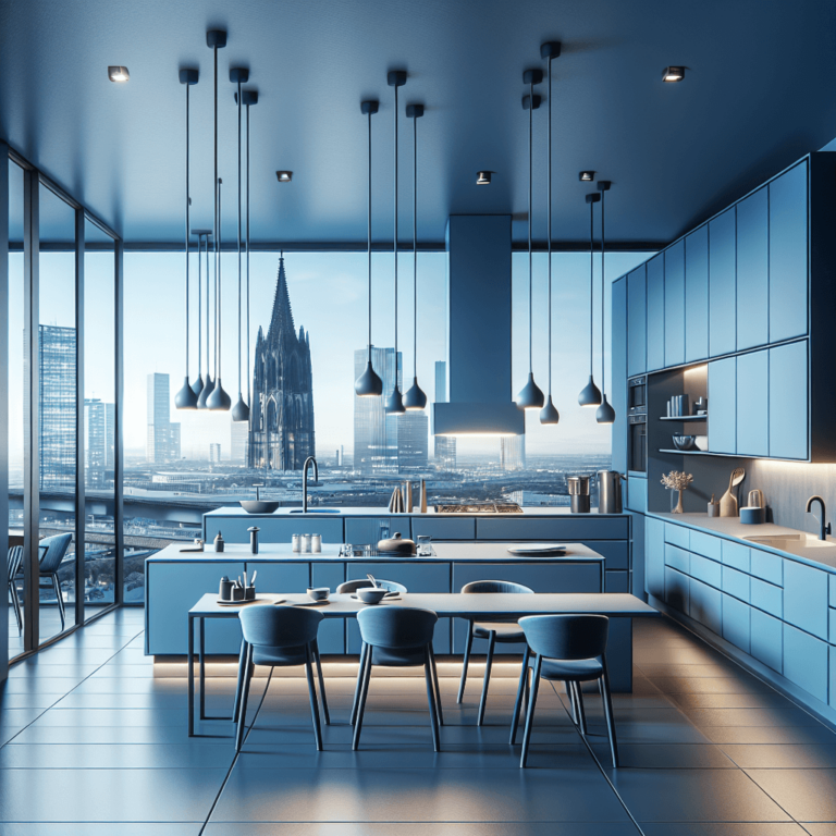 blaue Minimalismus Küche-Köln