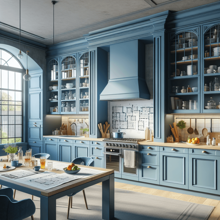 blaue Wohnküche-Köln