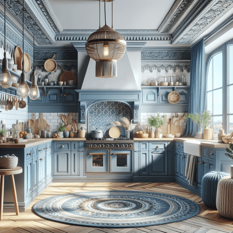 blaugraue Boho Style Küche-Köln