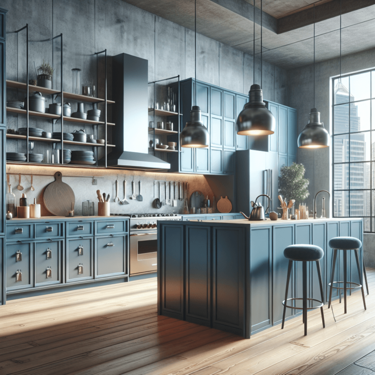 blaugraue Industrielle Küche-Köln