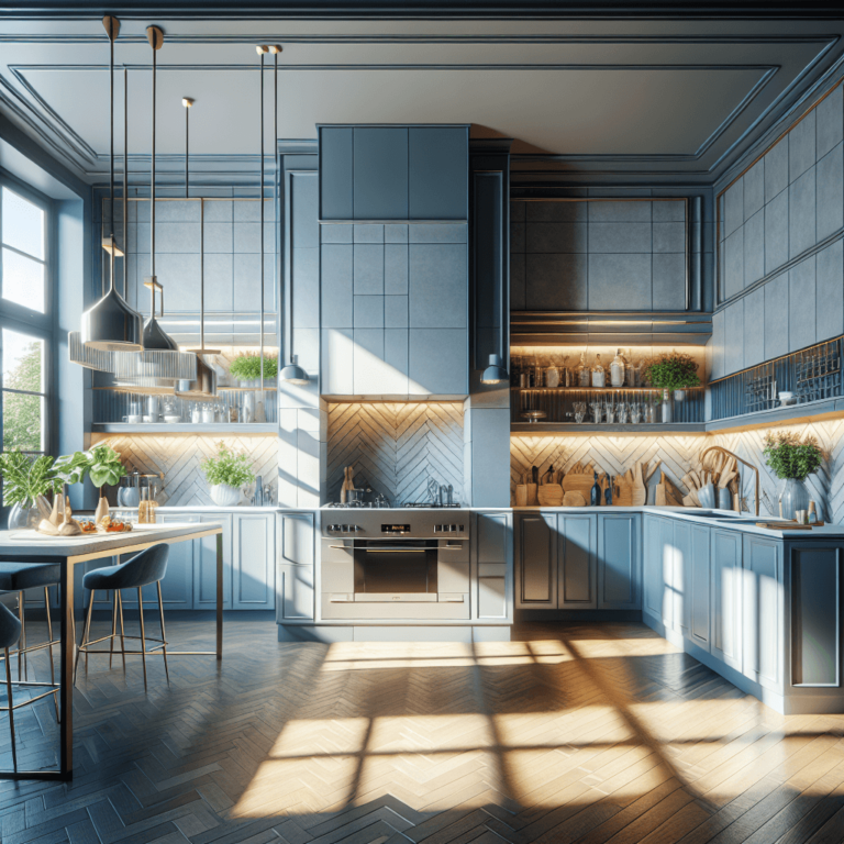 blaugraue Küche im Art-Deco-Stil-Köln