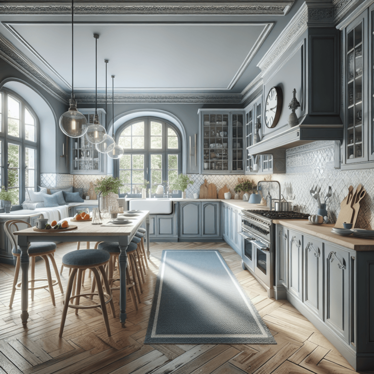 blaugraue Küche im Vintage Chic Stil-Köln