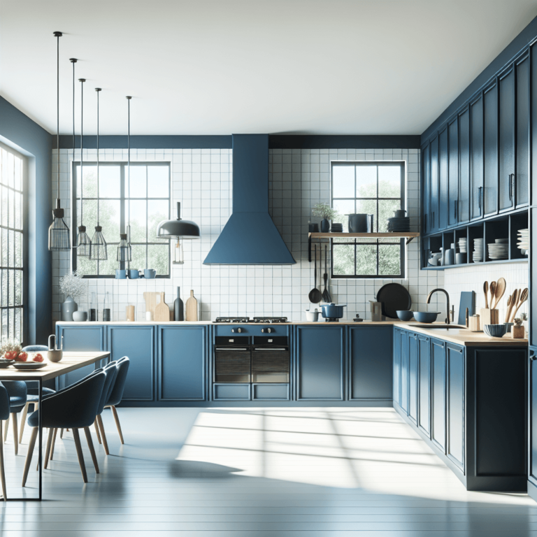 blaugraue Küche im skandinavischen Stil-Köln