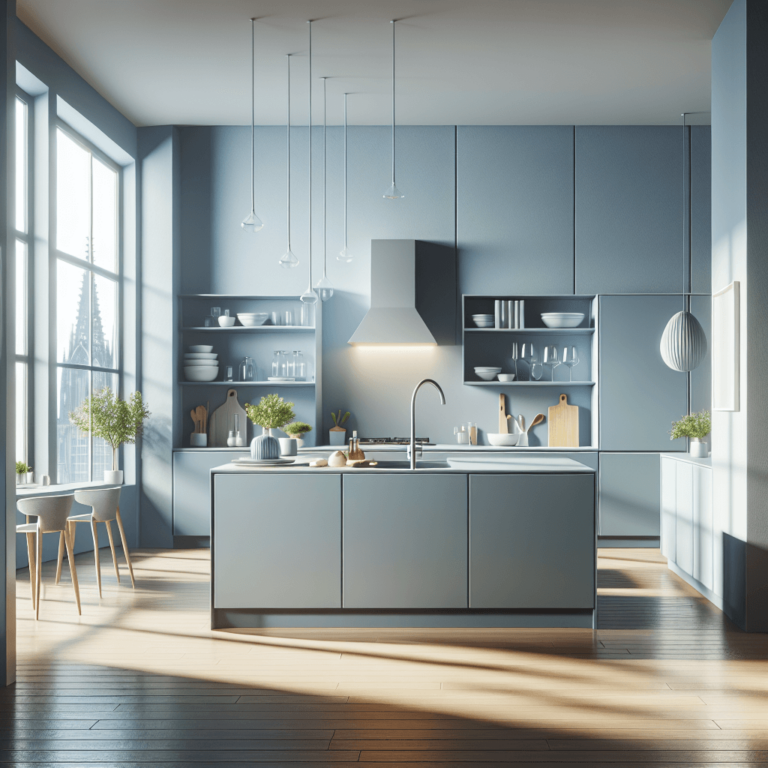 blaugraue Minimalismus Küche-Köln