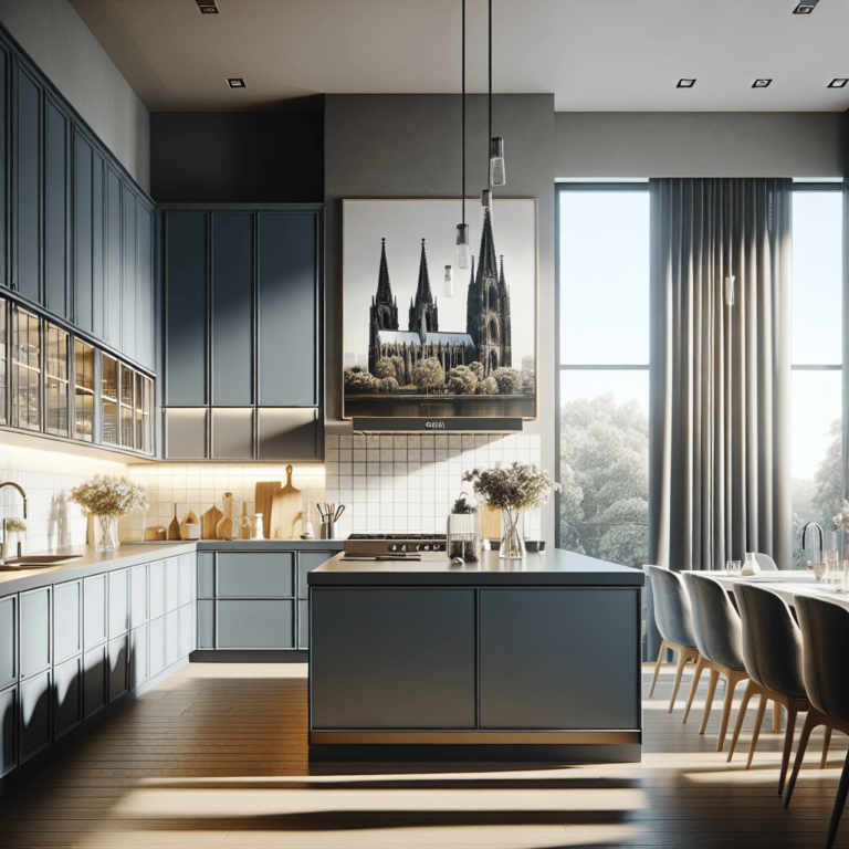 blaugraue mehrzeilige Küche-Köln