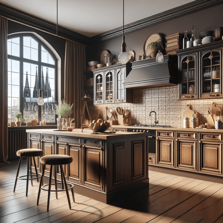 braune Küche im Vintage Chic Stil-Köln