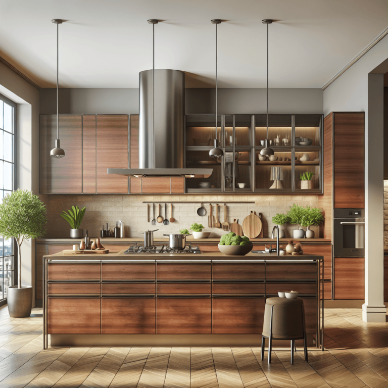 braune Küche mit Stahlakzenten-Köln