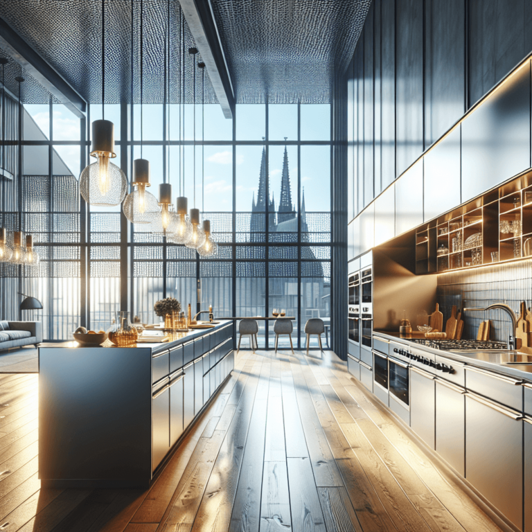 bunte Küche mit Stahlakzenten-Köln