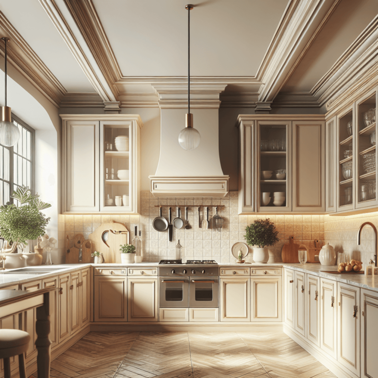 cremefarbene Küche im Art-Deco-Stil-Köln