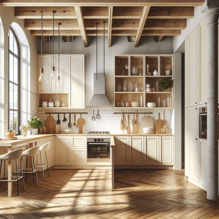 cremefarbene Küche im Loftstil-Köln