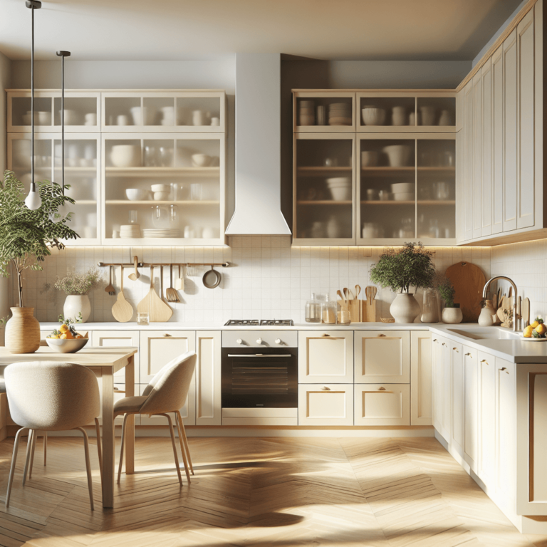 cremefarbene Küche im skandinavischen Stil-Köln