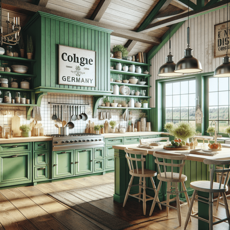 grüne Küche im Bauernhausstil-Köln