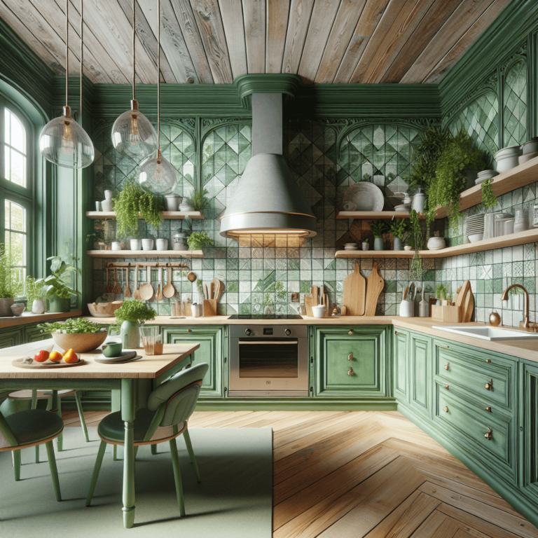 grüne Küche im Shabby Chic Stil-Köln