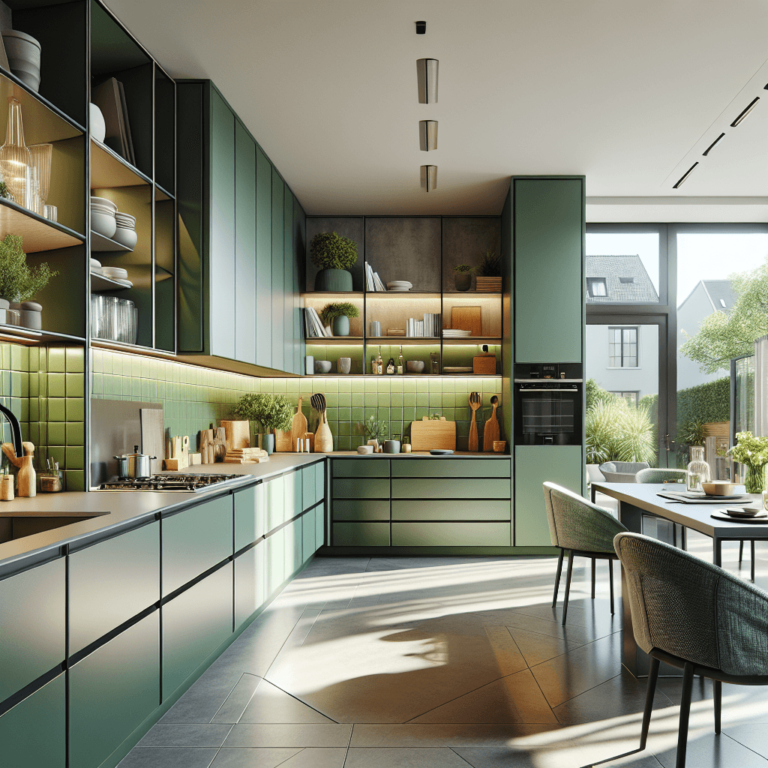 grüne Küche in L-Form-Köln