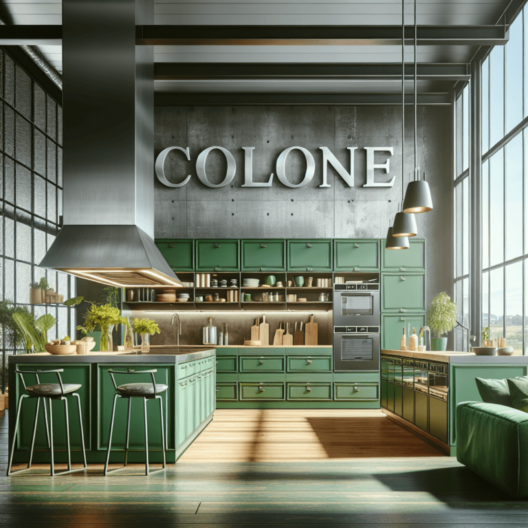 grüne Küche mit Stahlakzenten-Köln