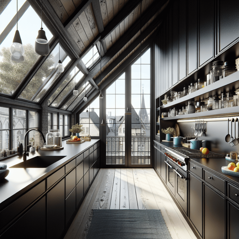 schwarze Küche für Dachschräge-Köln