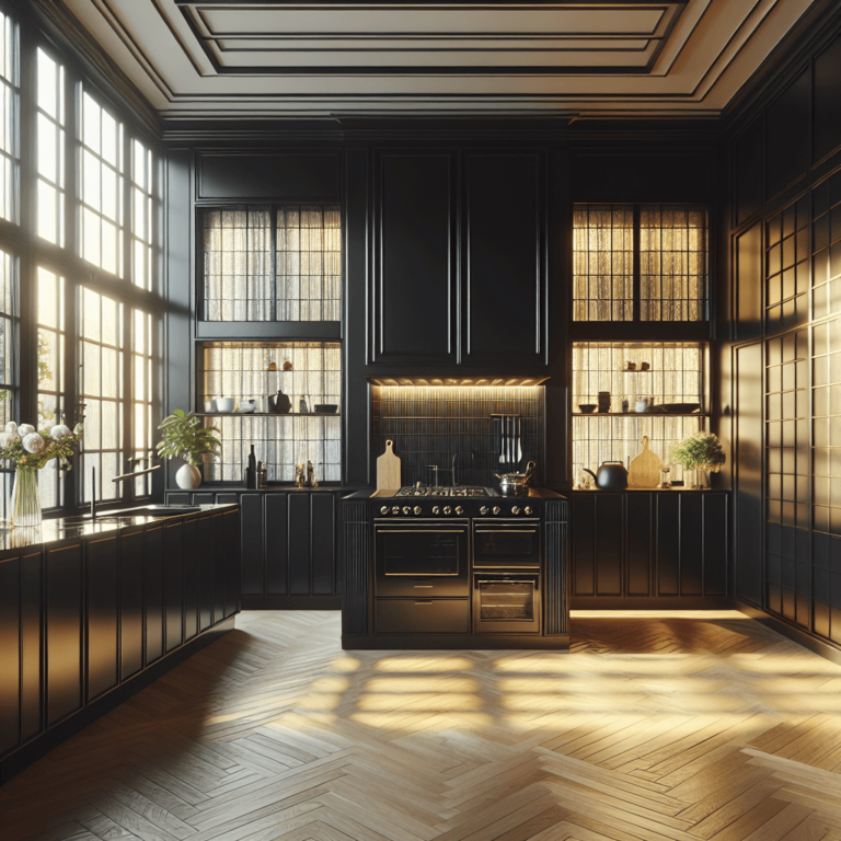 schwarze Küche im Art-Deco-Stil-Köln