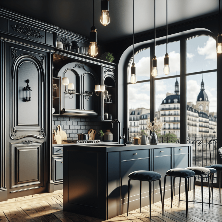 schwarze Küche im Vintage Chic Stil-Köln
