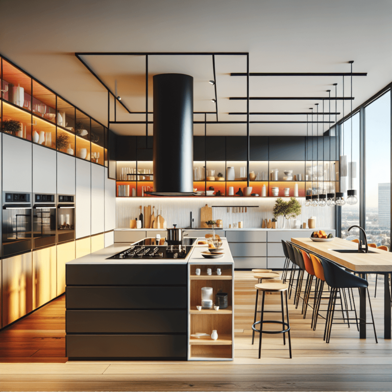 schwarze Schwebende Küche-Köln