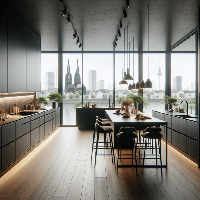 schwarze einzeilige Küche-Köln