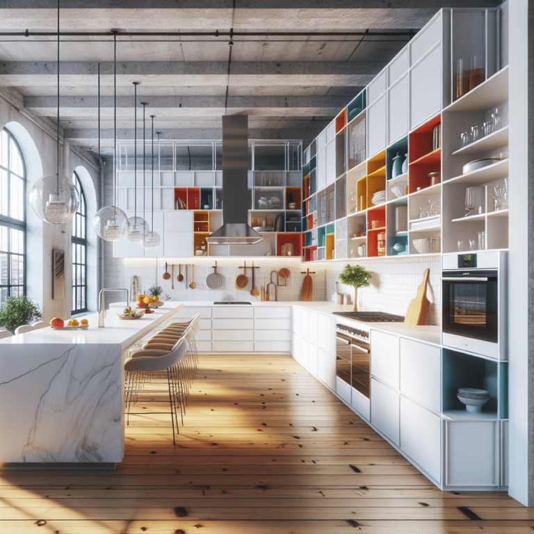 weiße Küche im Loftstil-Köln