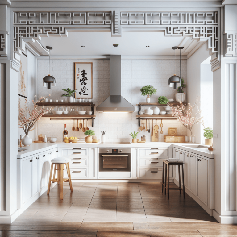 weiße Küche im asiatischen Stil-Köln